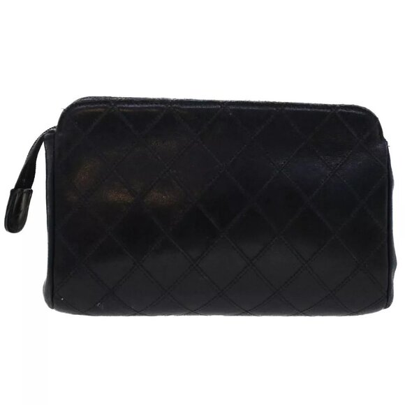 CHANEL Pouch Lamb Skin Black CC Authentic - Picture 3 of 15